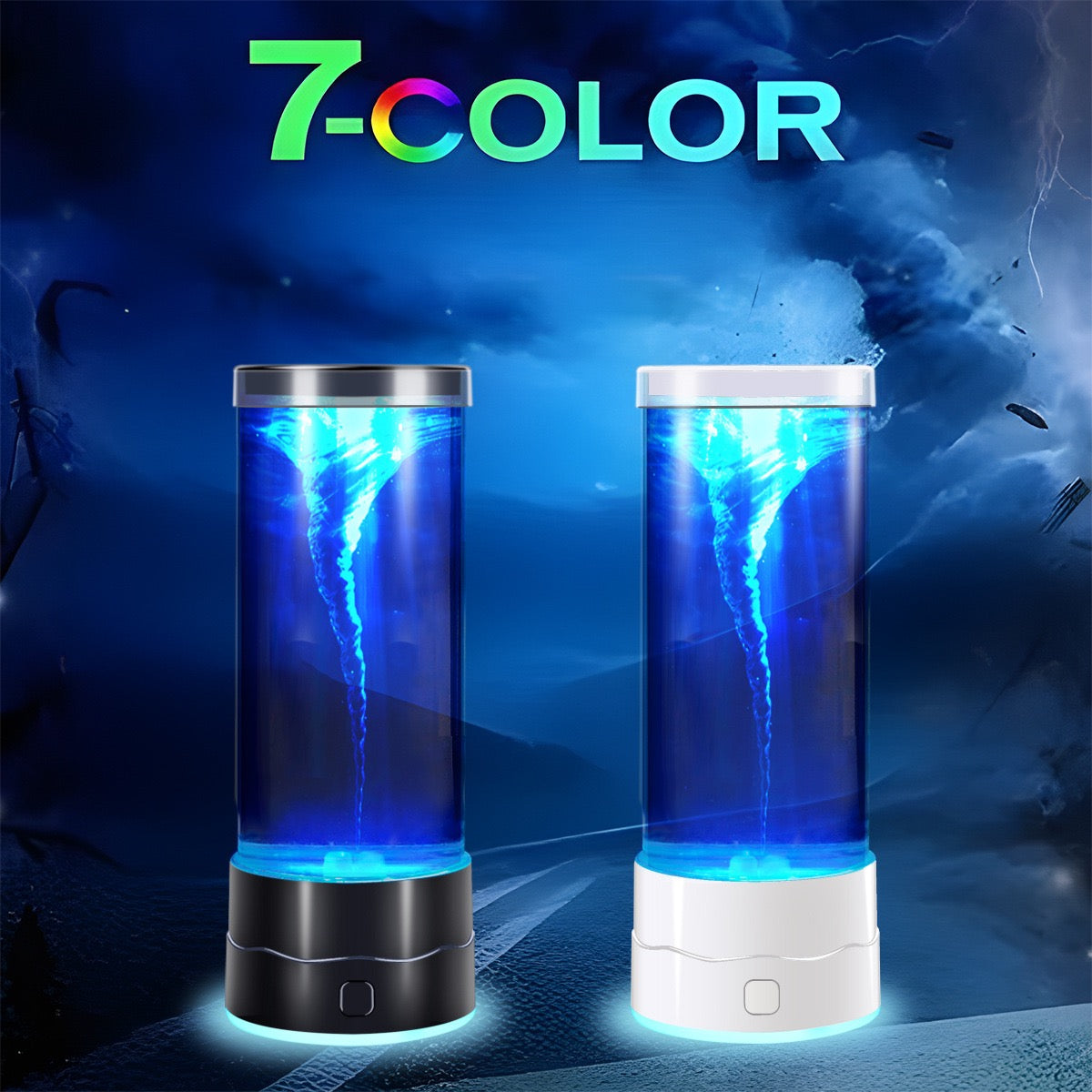 LED tornado light, USB rainbow color changing ambient light, creative night light, silent decoration light