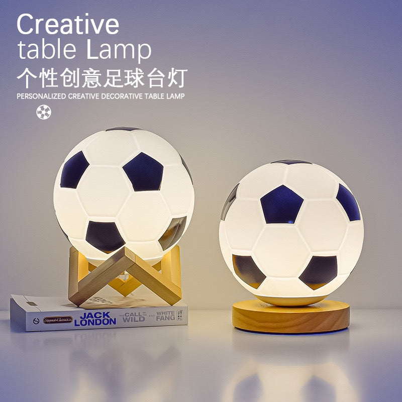 LED Night Light for World Cup Football, Euro Cup, Glass Desk Lamp with High-End Style for Bedroom, Study, and Bedside Decoration