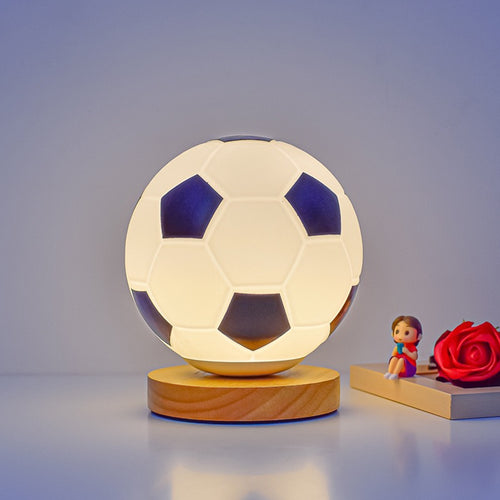 LED Night Light for World Cup Football, Euro Cup, Glass Desk Lamp with High-End Style for Bedroom, Study, and Bedside Decoration